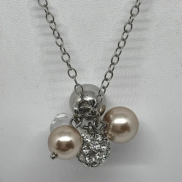 J. Crew Crystal Pearl Pave Ball Pendant Necklace - Picture 2 of 3